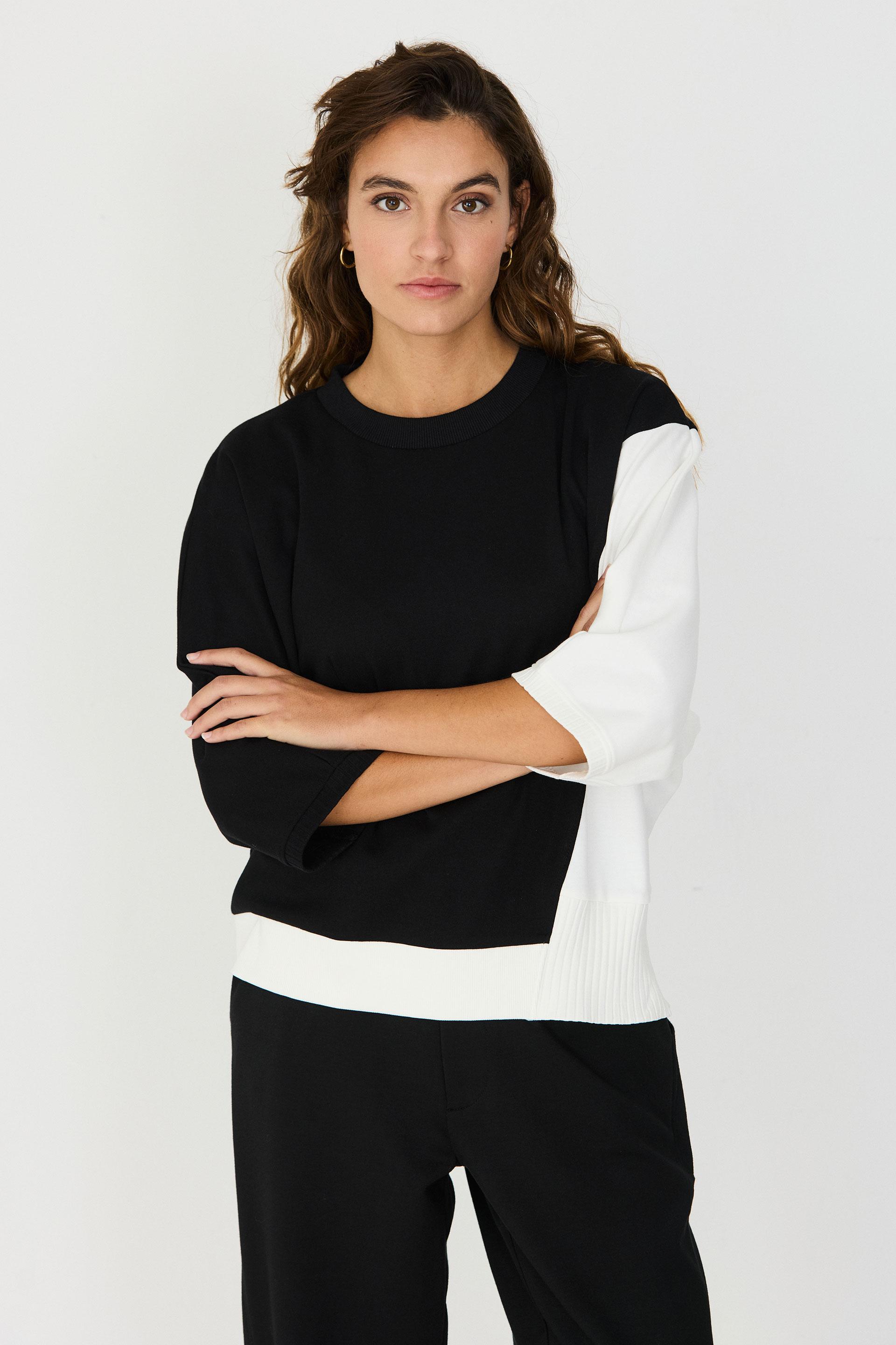 SKFK Aloria GOTS T-Shirt Black Damen Colorblocking Shirt schwarz